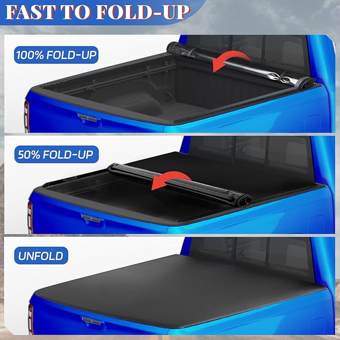 Soft Roll-up Truck Bed Tonneau Cover Compatible with 2023 2022 2021 2020 2019 Ford Ranger 5 Ft (61 in) Not Fit Roll Bar Bed Vinyl