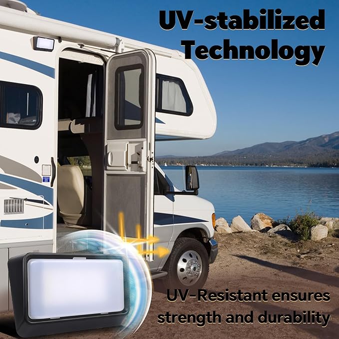 acegoo RV Porch Light LED Dual Color White/Amber Switchable 12V Exterior Utility Replacement Light for Trailer Camper Motorhome 5th Wheels, 480 Lumen & IP66 Waterproof (Black)