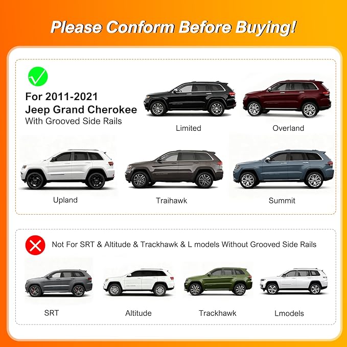 Nilight Roof Rack Cross Bars Fit for Jeep Grand Cherokee 2011 12 13 14 15 16 17 18 19 20 2021 with Grooved Side Rails, Aluminum Crossbars with Anti-Theft Lock for Cargo Carrier Kayak Tent Snowboard