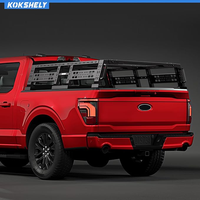 Overland Track Bed Rack for Full-Size & Mid-Size Trucks/Adjustable Truck Cargo Carrier/Tacoma Bed Rack, Fit for Tundra, Ram 1500 & HD, F-Series, Ranger, Silverado, Titan & XD,Gladiator