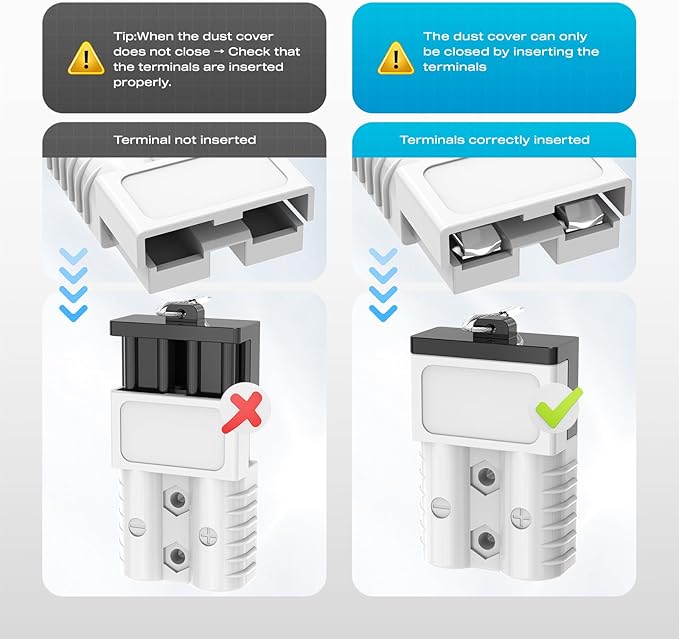 Anderson Connector, 175AMP 1/0AWG Battery Quick Connect w/Hard Cover 12V-36V Anderson Plug Winch Wiring Kit for Cable RV Truck Winch (2pcs)-Gray