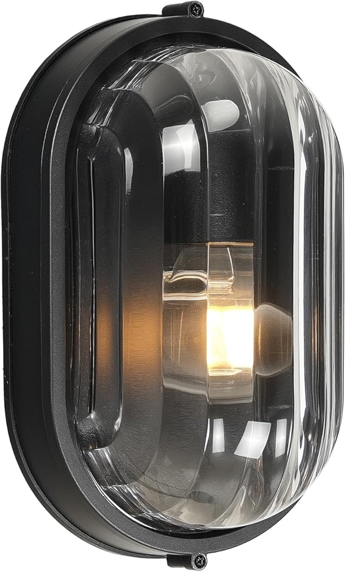 11 Inch Bulkhead Light Aluminum Bulkhead Ceiling Light with Thickened Clear Glass Waterproof Outdoor Wall Lights for Porch Basement Balcony or Sauna Room E26 Socket UL Listed