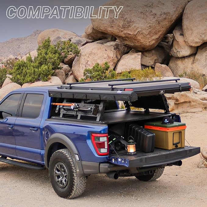 Syneticusa ER Power Retract Hard Tonneau Cover with Rack Fits 2016-2026 Tacoma 5' Bed Off Road Retractable