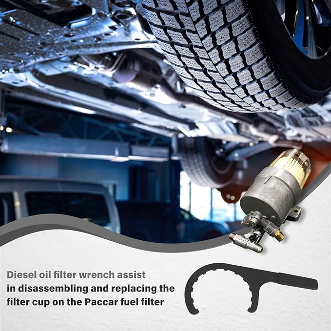 61060 Diesel Fuel Filter Wrench, compatible with Paccar Peterbilt Kenworth and Diesels (Black)