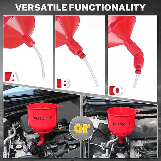 BILITOOLS No-Spill Coolant Funnel Kit - 13PCS Universal Radiator Coolant Filling Funnel Kit with 6 Adapters Fit Most Cars, Thickened Set for Automotive Use|Air Bleeding, Drip-Free