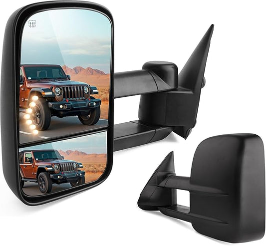 DWVO Towing Mirrors Compatible with 03-06 Chevy Silverado Tahoe GMC Sierra Extendable Tow Mirrors, Powered Heated with Arrow Signal Light
