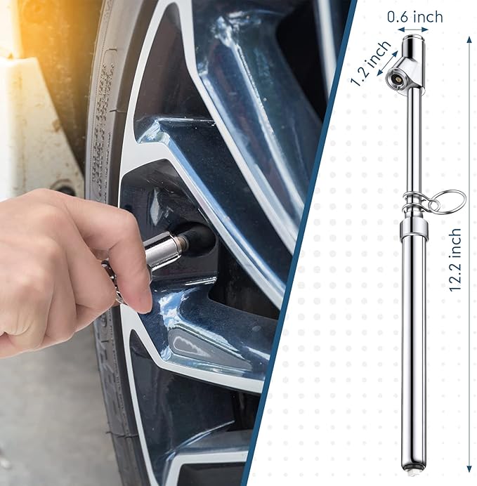 5 Pack Dual Head Tire Pressure Gauge Pencil Tire Gauges Heavy Duty Air Gauge Tire Pressure Dual Head Chucks Auto Service Gage Range to 10-150psi/ 1-10bar for Car Truck Bike Motorcycle, Silver