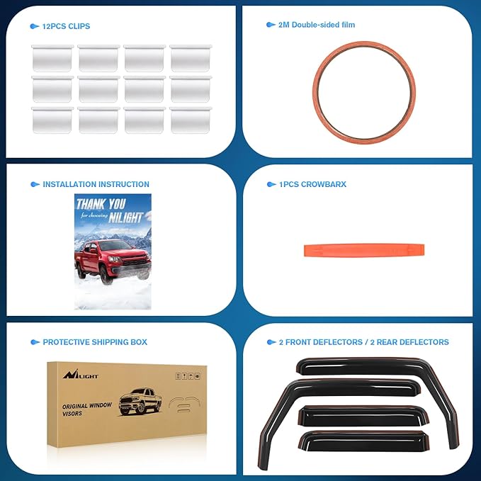 Nilight in Channel Rain Guards for Wrangler JK 2007 2008 2009 2010 2011 2012 2013 2014 2015 2016 2017 2018 Unlimited 4-Door Window Deflectors, Vent Window Visors