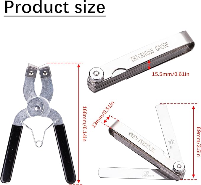 Piston Ring Compressor Tool Car Engine Piston Ring Installer Removal Kit Adjustable Sizes From 2-1/8 Inches To 7 Inches，with Piston Installer Plier and Stainless Steel Feeler Gauge