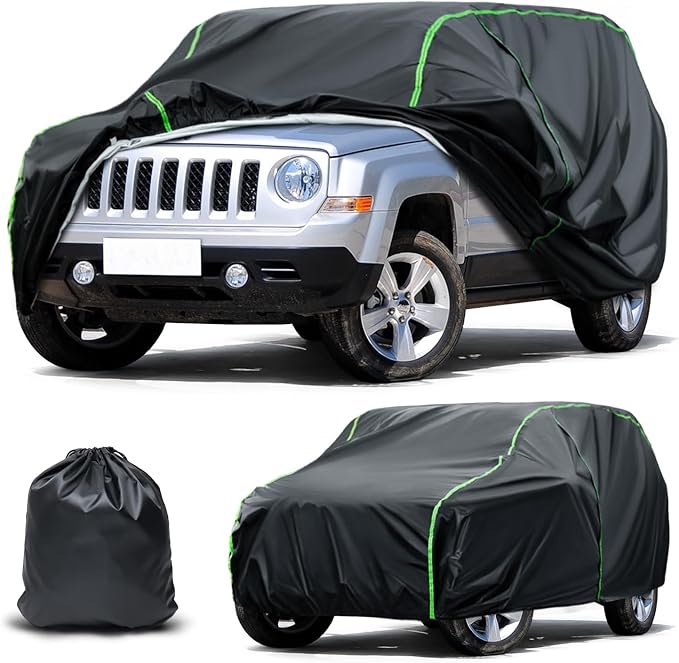 Waterproof Car Cover Compatible with Escape/Patriot/Trailblazer/NIRO/Crosstrek/Eclipse Cross All-Weather Protection, 177"-181" SUV PEVA Car Cover with Zipper Door