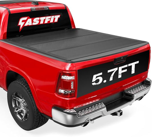 FASTFIT HTL Low-Profile Tonneau Cover for 2009-2025 Dodge Ram 1500 with 5'7" (67in) Bed w/o RamBox | FRP Hard Tri-Fold Truck Bed Cover
