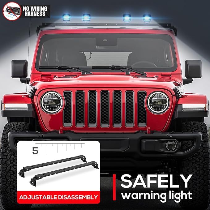 400 LBS Roof Rack Cross Bars with 4 Pcs LED Lights Bar Compatible for 2007-2025 Jeep Wrangler JK JKU JL JLU Unlimited & Gladiator JT Hardtop, Roof Rail Crossbars Cargo Carrier Rooftop Luggage