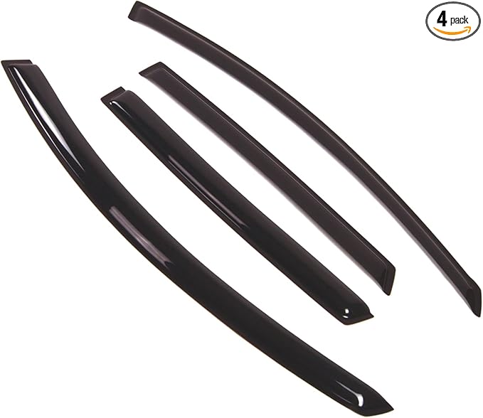 TuningPros Outside Mount Window Vent Visors Rain Guards Compatible with Saturn Vue 2008-2010 | Side Window Wind Deflectors Rain Shields | Smoke Tinted, 4 Pcs Set, DGWV-385