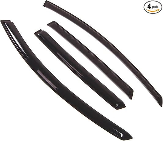 TuningPros Outside Mount Window Vent Visors Rain Guards Compatible with Saturn Vue 2008-2010 | Side Window Wind Deflectors Rain Shields | Smoke Tinted, 4 Pcs Set, DGWV-385