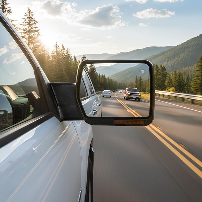 DWVO Right Passenger Side Mirror Compatible with 2007 2008 2009 2010 2011 2012 2013 2014 Ford F150, Door Mirror with Power Heated Manual Folding, Turn Signal Towing Mirrors