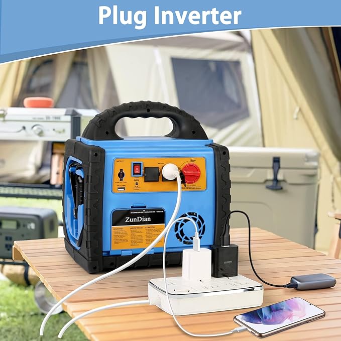 6-in-1 1800 Amp Jump Starter with Air Compressor 260PSI Tire Inflator, 12V Car Battery Jumper Starter Booster Pack for Truck Automotive Battery, Portable Power Station 400W AC Power Inverter