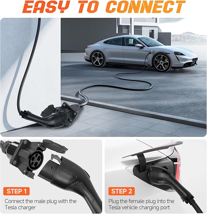 EV Charger Extension Cable, 50Amp 40FT J1772 Extension Cord Compatible with 120V-240V SAE J1772 EV Chargers, Level 1/Level 2 IP66 Heavy Duty Charging Cable for EVs/PHEVs with Carrying Bag