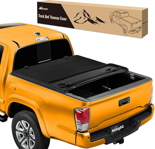 Nilight Soft Tri-fold Truck Bed Tonneau Cover Compatible with Toyota Tacoma 2016 2017 2018 2019 2020 2021 2022 2023-6ft