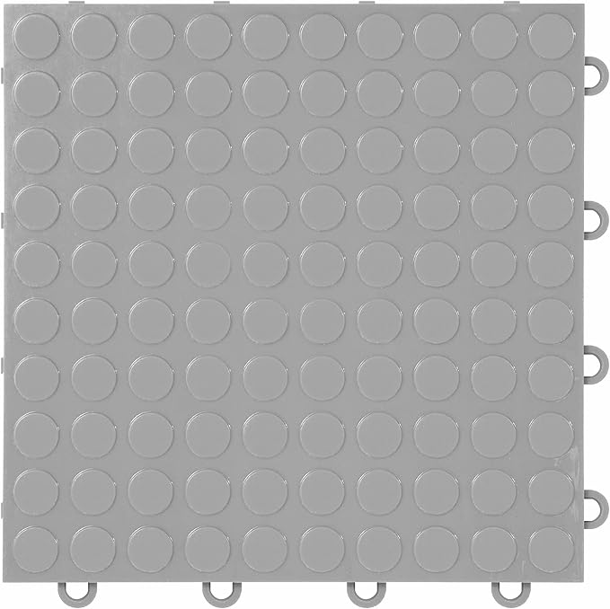 FlooringInc's Nitro 12"x12" Snap-Together Garage Floor Tiles, Non-Slip Interlocking Plastic Floor Mat, Organization & Storage, Coin Pattern, Gunmetal, 1 Tile, 1 Sq/Ft