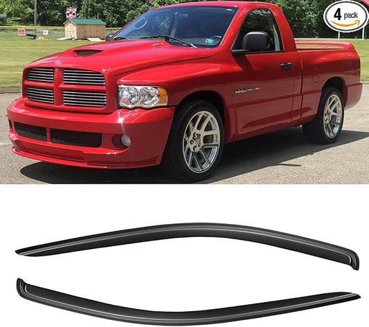 Window Rain Guards Visors for 2002-2008 Dodge Ram 1500 Regular Cab, Out-Channel Window Vent Wind Deflectors Shades for 2003-2009 Ram 2500 3500 Standard Cab