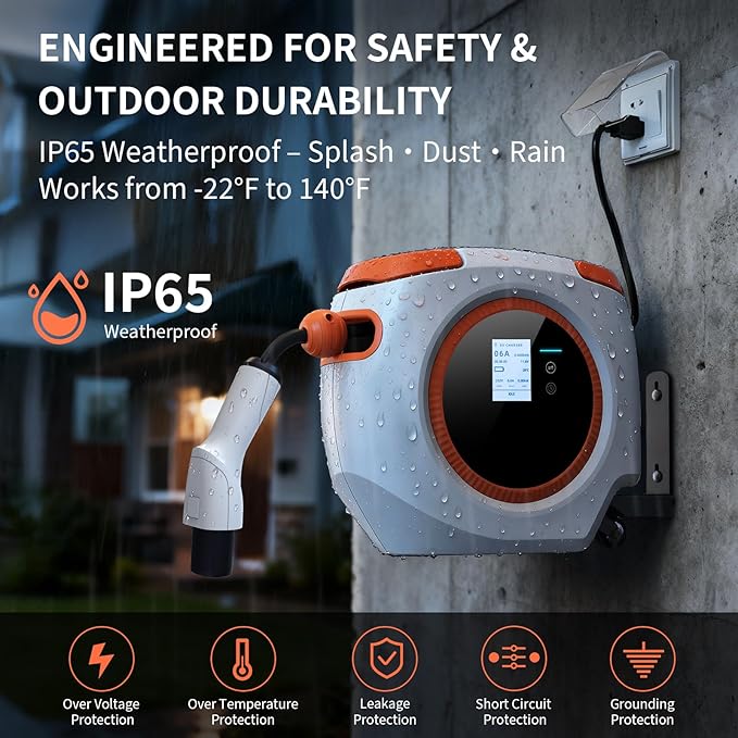 Level 1 EV Charger for Tesla – 110V 16A, 26FT Cable, NEMA 5-15 Plug, Wi-Fi Support, Portable Tesla Connector for Model 3/Y/S/X, Easy for Home or Travel (Grey)