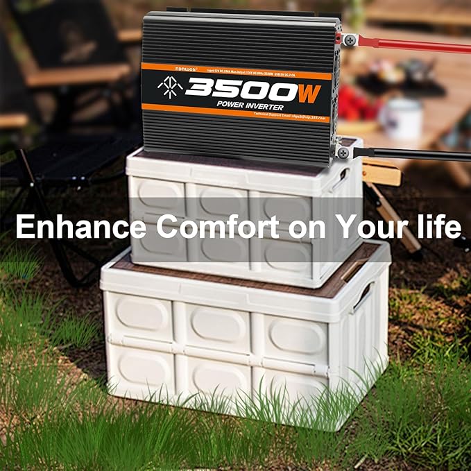 3500 Watt 12v Power Inverter for Vehicles car Truck RV Solar, dc 12v to 110v ac Converter with 4 AC Power Outlets 2 USB Ports LCD Display-3500W