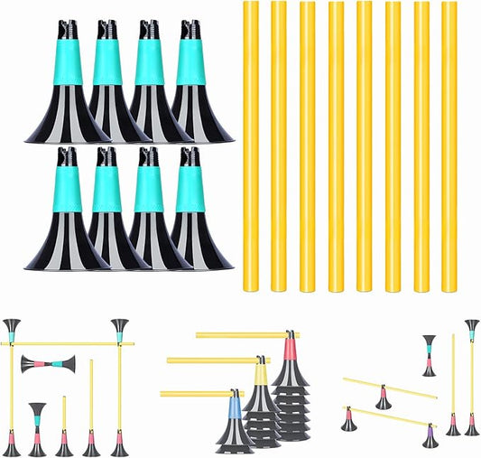 Double Opening Design conical Obstacle Cones for Sports Training, 8pcs Cones and 8pcs Poles, Suitable for Various Sports Training Equipment, Soccer Agility Basketball Cones for Training