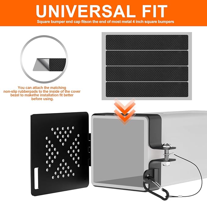 2 Pack Camper Bumper End Caps RV Aluminum Cap Sewer Hose Plug Cover with Screw Fixing, Heavy Duty RV Trailer Accessories for 4 Inch Bumper