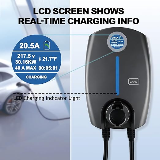 Home Smart Level 2 EV Charger up to 40 Amp, Indoor Outdoor Fast Charging Station with NEMA 14-50 Plug for All J1772 Electric Vehicles, Wi-Fi and Bluetooth Enabled EVSE, 25-Foot Cable