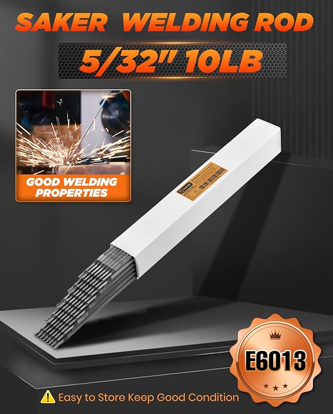 Saker E6013 Welding Rod 5/32'' 10LB Carbon Steel Stick Welding Electrodes