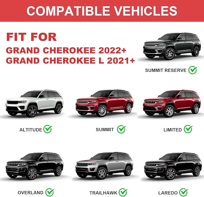 KINGGERI 220lbs Roof Rack Cross Bars Fit for Jeep Grand Cherokee L 2021-2026 & Grand Cherokee 2022-2026, Heavy Duty Aluminum Roof Rails Crossbars Carrier Bag Luggage Rails Kayak Skiboard