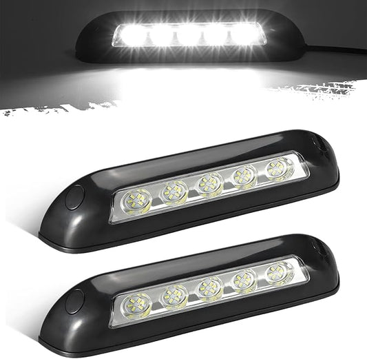 Partsam 2Pcs 8” RV Porch Lights 12V IP67 Waterproof Utility Strip Lights Bar Surface Mount for Motorhome Caravan Camper Boat Marine Black Housing