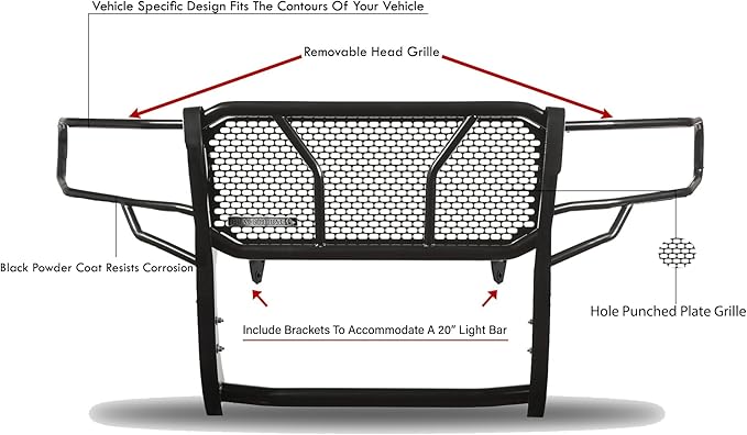 Black Horse RUGGED Heavy Duty Grille Brush Bumper Guard Modular Black Compatible with 2019-2024 Ram 1500 Classic|2011-2018 Ram 1500|2009-2010 Dodge Ram 1500-RU-DORA09-B