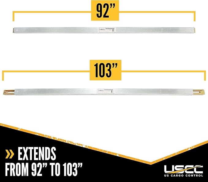 US Cargo Control Steel E Track Load Bars 92"-103" (2-Pack), 1,500 LBS Working Load Limit, Adjustable Steel Load Bars for Semi Trailers & Box Trucks, Shoring Beam or Decking Beam with Thumb Release