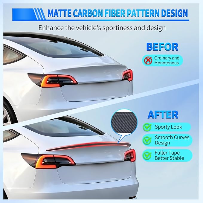 Nilight Spoiler Fit for Tesla Model 3 2017-2023 Spoilers for Cars Rear Spoiler Wing Sporty Appearance Rear Trunk Lip Exterior Accessories No-Drill Installation ABS Carbon Fiber Pattern, Matte Black