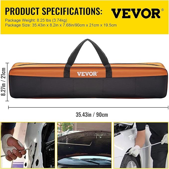 VEVOR Rods Dent Removal Kit, 21 Pcs Paintless Dent Repair Rods, Stainless Steel Dent Rods, Whale Tail Dent Repair Tools, Professional Hail Dent Removal Tool For Minor Dents, Door Dings And Hail Damage