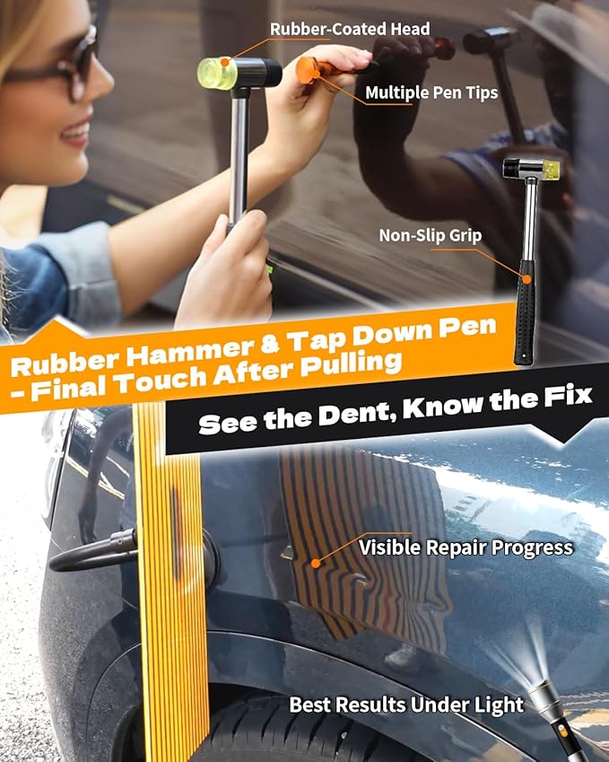 Super PDR Paintless Dent Repair Kit – Complete Car Dent Puller Tool Set with Slide Hammer, T-Bar, Bridge Puller & Lifter – Fix Auto Body Hail Damage, Door Dings, and Car Panel Dents