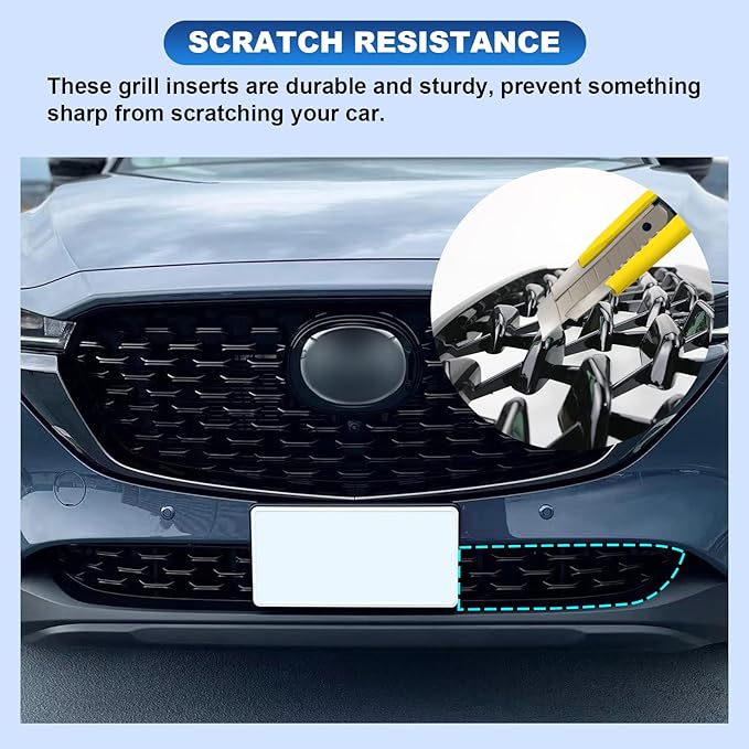 CDEFG 2024 2025 2026 CX-5 Front Grill Mesh Inserts Trims Front Grille Guard Compatible with 2022-2025 2026 Mazda CX-5 Car Exterior Accessories ABS Material 2024 2025 CX-5 Accessories(2PCS)