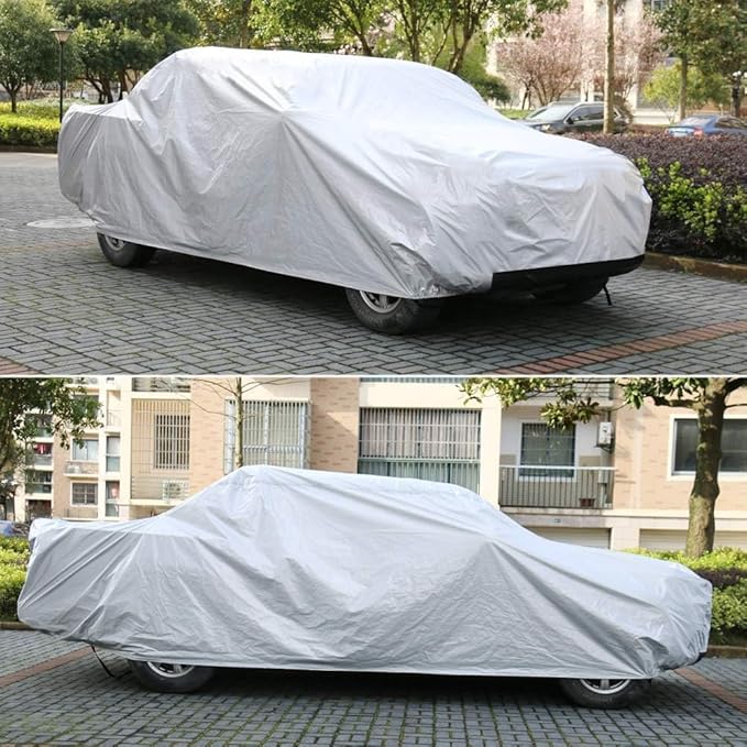 Kayme Mid-Size Truck Cover Waterproof All Weather, Heavy Duty Outdoor Midsize Pickup Cover Sun Rain Protection, Universal Fit Ford Ranger Chevy Colorado GMC Canyon (Length Up to 220 inch) M+.Sliver