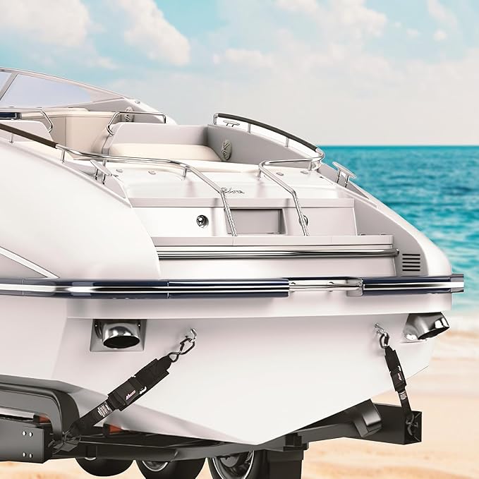 Nilight Tie Down Kits 2 PCS Heavy Duty 2 Inch x 48 Inch Adjustable Boat Trailer Straps 1500 LBS Max Break Strength for Trailering Safety with Boat Jet Ski Kayak Secure Black