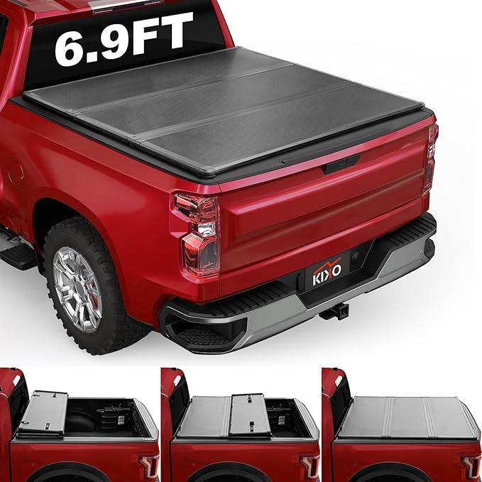 Kikito Professional FRP Hard Tri-Fold Truck Bed Tonneau Cover for 2020-2025 Silverado/Sierra 2500HD 3500HD New Body Style 6.9ft (82.2in) Bed w/o Multi-Flex Tailgate