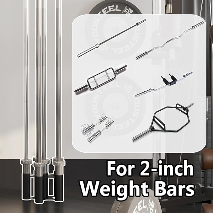 Barbell Rack Stand Vertical Olympic Bar Storage Rack 6 Bars Storage Rack for 2-inch Olympic Bars Dumbbell Handles Triceps Bars Curl Bars