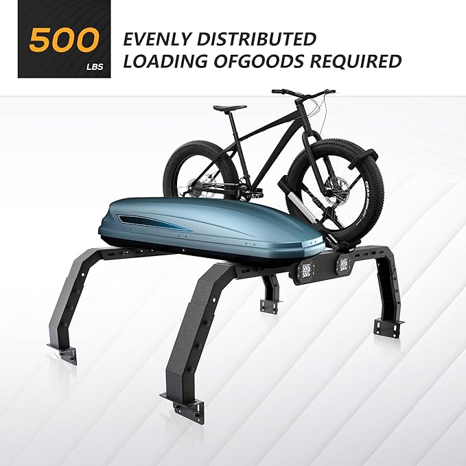 Adjustable 14.6-17.4" High Truck Bed Racks with 2 Led Lights Compatible with Tacoma/Tundra/Silverado 1500/ Sierra 1500/ Ram 1500/ Titan/Frontier/Canyon/Colorado/JT/Ford F-Series/Ranger