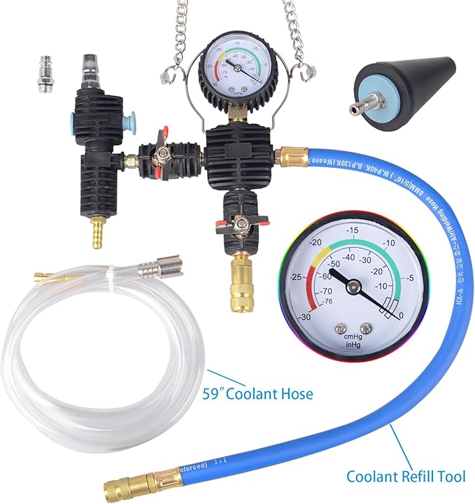 DAYUAN 28pcs Universal Radiator Pressure Tester Kit, coolant Pressure Tester Set coolant Vacuum Refill Tool for Cooling System (Red)