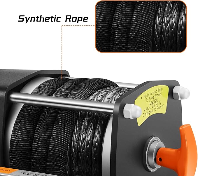 3500lb Electric Power Winch Kit Synthetic Rope Waterproof IP65 with Wireless Remote Control and Mini Rocker Switch for ATV UTV Towing, Off-Road Recovery Applications