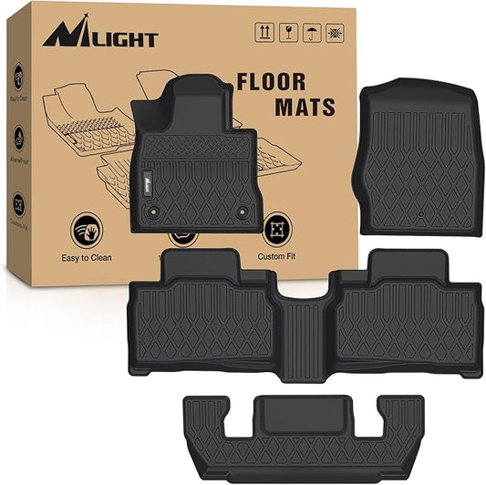 Nilight TPE Floor Mats for Ford Explorer 6 Seats 2020 2021 2022 2023 2024 2025,All Weather Custom Fit Heavy Duty Floor Liners