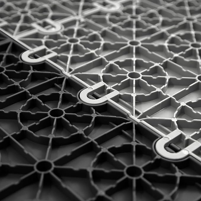 FlooringInc's Nitro 12"x12" Snap-Together Garage Flooring Tiles, Non-Slip Interlocking Plastic Garage Floor Mat, Garage Organization & Garage Storage, Diamond Pattern, Gunmetal, 24 Tiles, 24 Sq/Ft