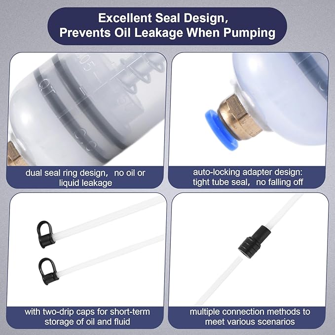 Fluid Extractor Pump, Manual Oil Extractor for Cars, ATVs & Lawn Mowers - Oil Transfer Pump with Flexible Hoses, Brake/Transmission Fluid Extractor, Oil Change Tools 17 oz (500 ml)