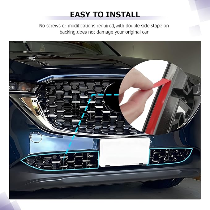 LUWU Front Grill Mesh Compatible With 2022 2023 2024 2025 Mazda CX-5 Front Mesh Grill Inserts Trims Front Mesh Grille Cover Guard for 2024 2025 Mazda CX5 Car Exterior Accessories ABS Material, 2PCS