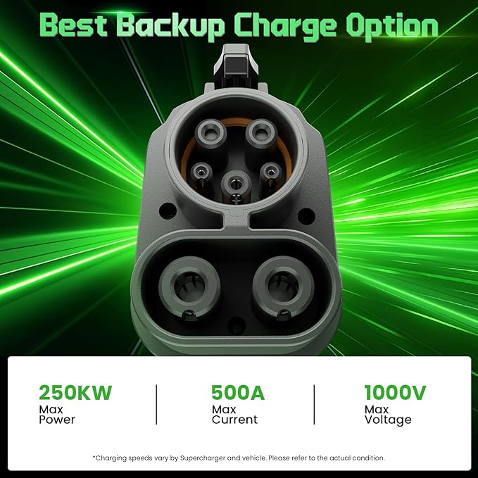 NACS to CCS1 Adapter for Tesla Supercharger V1/V2/V3/V4 - Compatible with Ford F-150 Lightning, GM, Rivian R1T/R1S, Hyundai, Kia, Volvo EVs - 500A 250kW Fast Charging, All-Weather